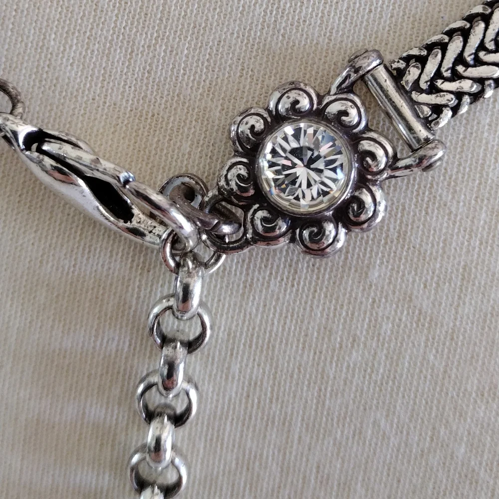 Crystal Silver-Tone Flower Chain Belt XL